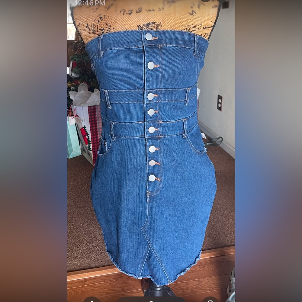 Denim Halter mini dresss